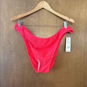 No Boundaries Neon Pink Textured Bikini Bottom